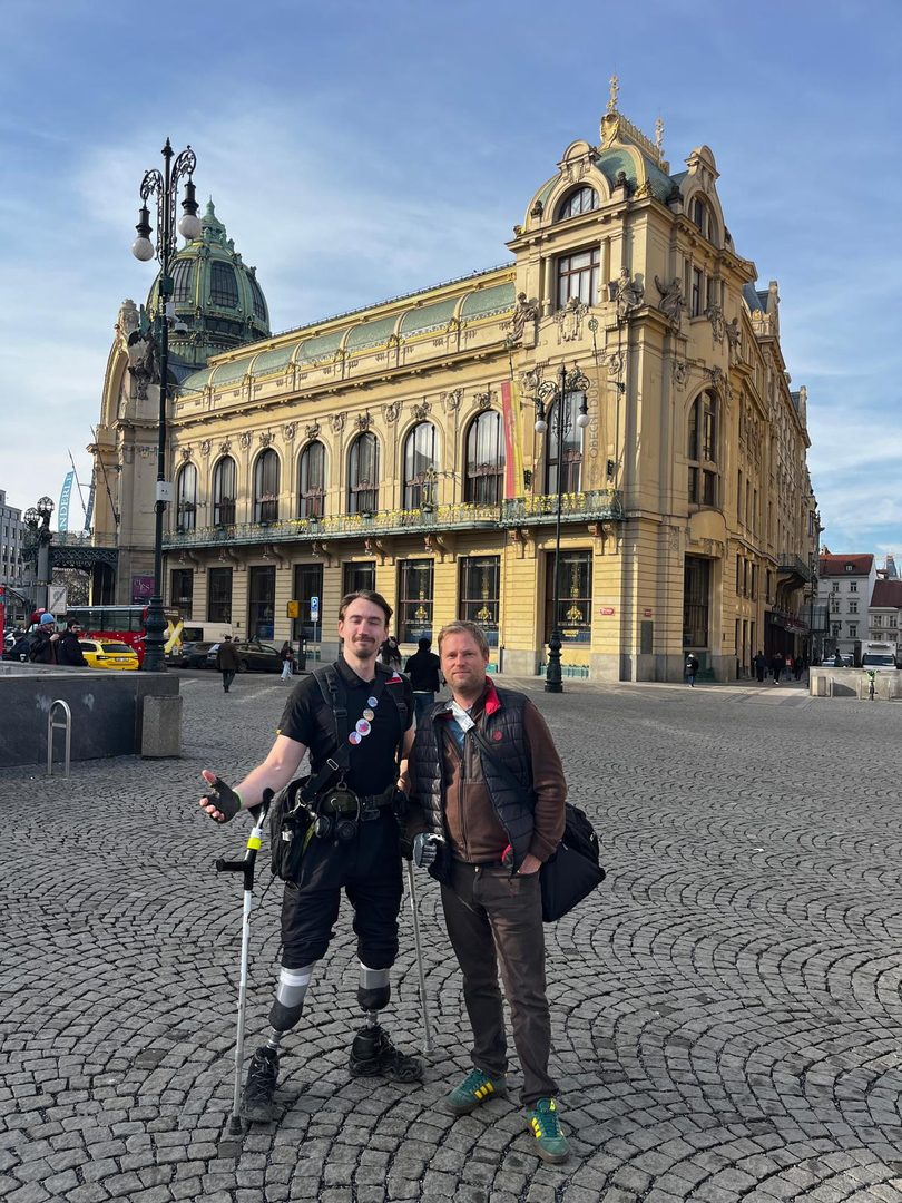 Martin Rota a Hubert Trýska na náměstí Republiky v Praze
